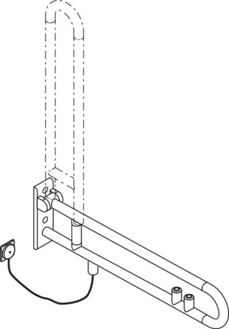 HEWI Stützklappgriff Serie 801 mit WC-Spül- und Funktionstaste, 700 mm, Koralle