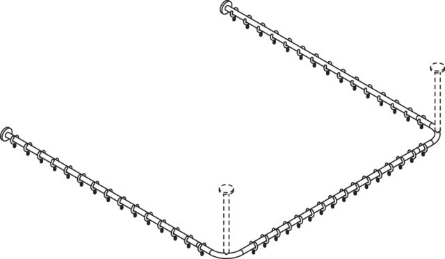 HEWI Vorhangstange System 900 U-förmig 1487 mm verchromt mit 46 Ringen
