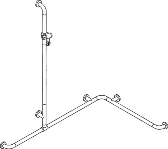HEWI Dusch-Wannenhaltegriff Serie 801 koralle, 1250 mm, mit Brausehalterstange, barrierefrei