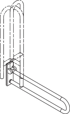 HEWI Mobiler Stützklappgriff Serie 801, drehbar, 850 mm, senfgelb – Wandmontage, 150 kg