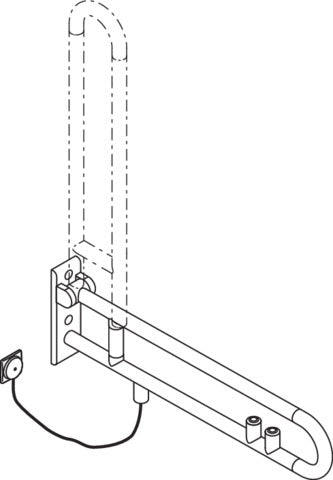 HEWI Stützklappgriff Serie 801 mit WC-Spül- und Funktionstaste, 700 mm, Koralle