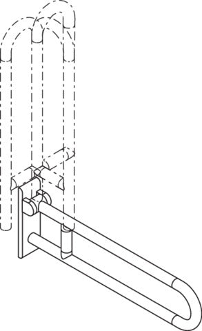 HEWI Stützklappgriff Serie 801 drehbar 750 mm senfgelb – Wandmontage, 150 kg belastbar