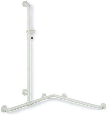 HEWI Dusch- und Wannenhandlauf Serie 801, senfgelb, 1250 mm senkrecht, 762 mm waagerecht, mit Brausehalterstange