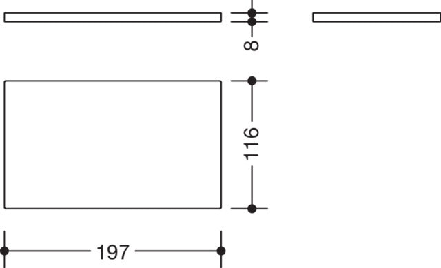 HEWI Glasplatte Serie 477 aus Klarglas, 197 mm breit, 8 mm stark, geschliffene Kanten