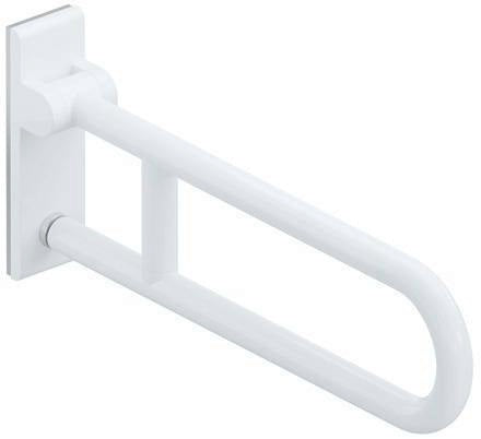 HEWI Mobiler Stützklappgriff Serie 801, drehbar, 850 mm, senfgelb – Wandmontage, 150 kg