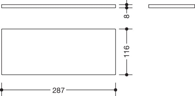 HEWI Glasplatte Serie 477 aus Klarglas, 197 mm breit, 8 mm stark, geschliffene Kanten