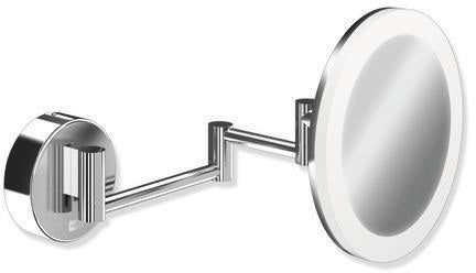 HEWI Kosmetikspiegel LED matt schwarz rund 5-fach Vergrößerung Dual Light