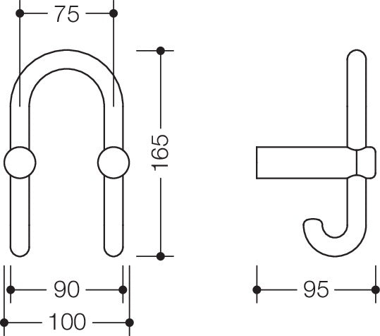 HEWI Garderobendoppelhaken Serie 801 – Senfgelb, Haken nach hinten, 90 mm
