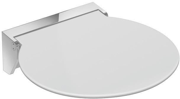 HEWI Klappsitz R 380 – Wandmontierter Dusch-Sitz, anthrazitgrau, Edelstahl verchromt, hochklappbar, 150 kg
