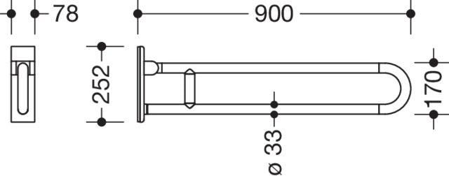 HEWI Mobiler Stützklappgriff Serie 801 drehbar 900 mm senfgelb – Wandmontage, 150 kg belastbar