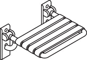 HEWI Klappsitz Serie 801 mit Gabelgelenk, senfgelb, 478 mm breit, hochklappbar, bis 150 kg