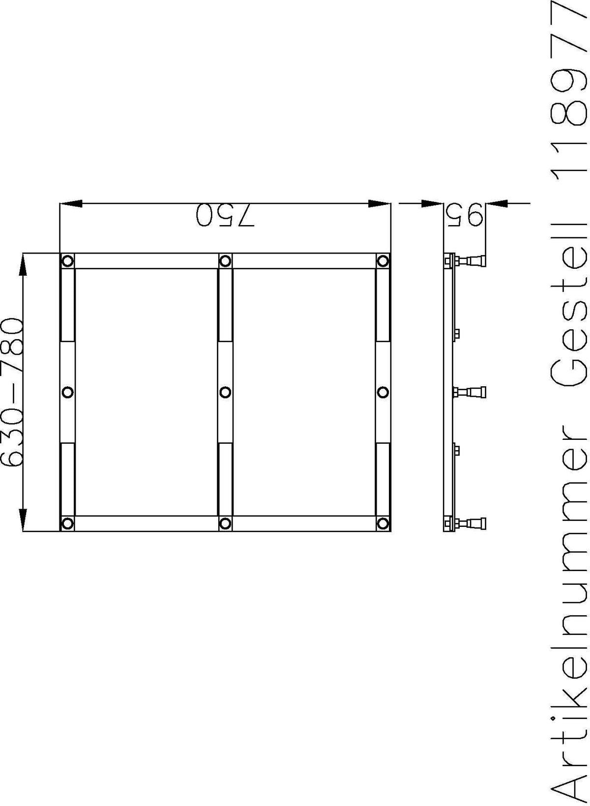 HOESCH Untergestell für Duschwanne Muna 4185-4188 – Stahl, höhenverstellbar, für Acryl & Solique