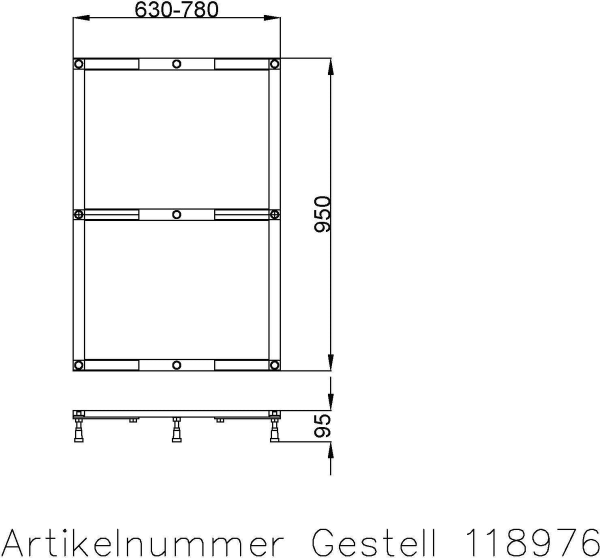HOESCH Untergestell für Duschwanne Muna 4185-4188 – Stahl, höhenverstellbar, für Acryl & Solique