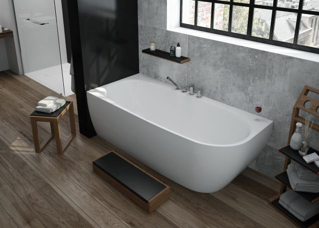HOESCH iSensi Eckbadewanne 1600x750 Monolith links mit Überlaufbefüllung Chrom