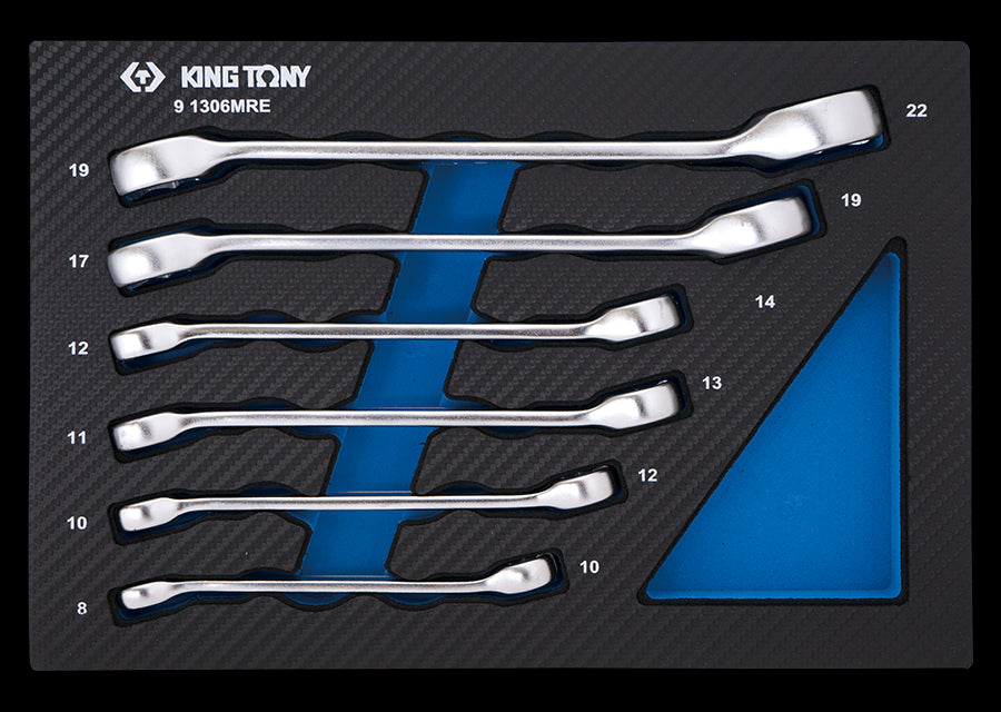 KING TONY Profi-Werkzeuge - Maulschlüssel, metrisch, EVAWAVE - 6 Stk. 91306MRE
