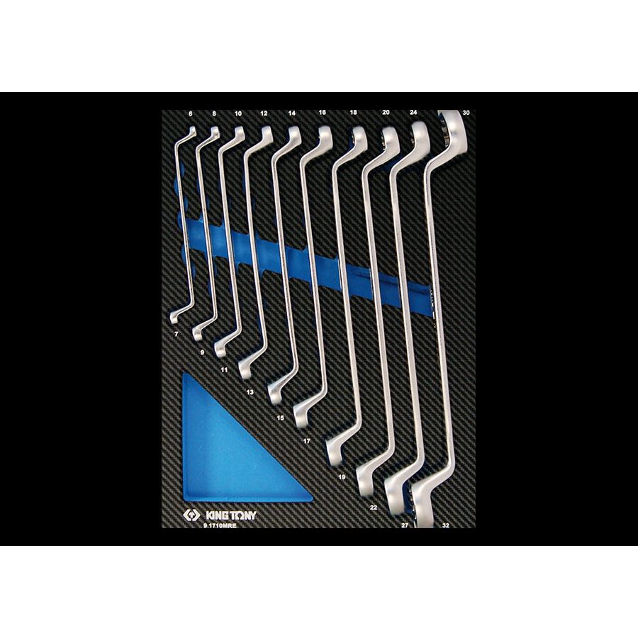 KING TONY Profi-Werkzeuge - Ringschlüssel-Set, 75°, abgewinkelt, metrisch, EVAWAVE - 10 tlg. 91710MRE
