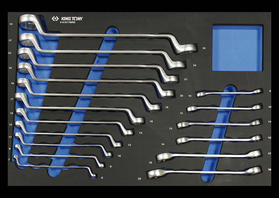 KING TONY Profi-Werkzeuge - Maul- und Doppelringschlüssel, EVAWAVE - 17 ltg. 991017MRE