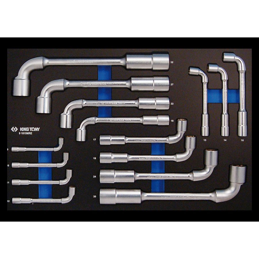 KING TONY Profi-Werkzeuge - 6+12-Kant Aufsteckschraubenschlüssel, metrisch, abgewinkelt - 15 tlg. 91815MRE