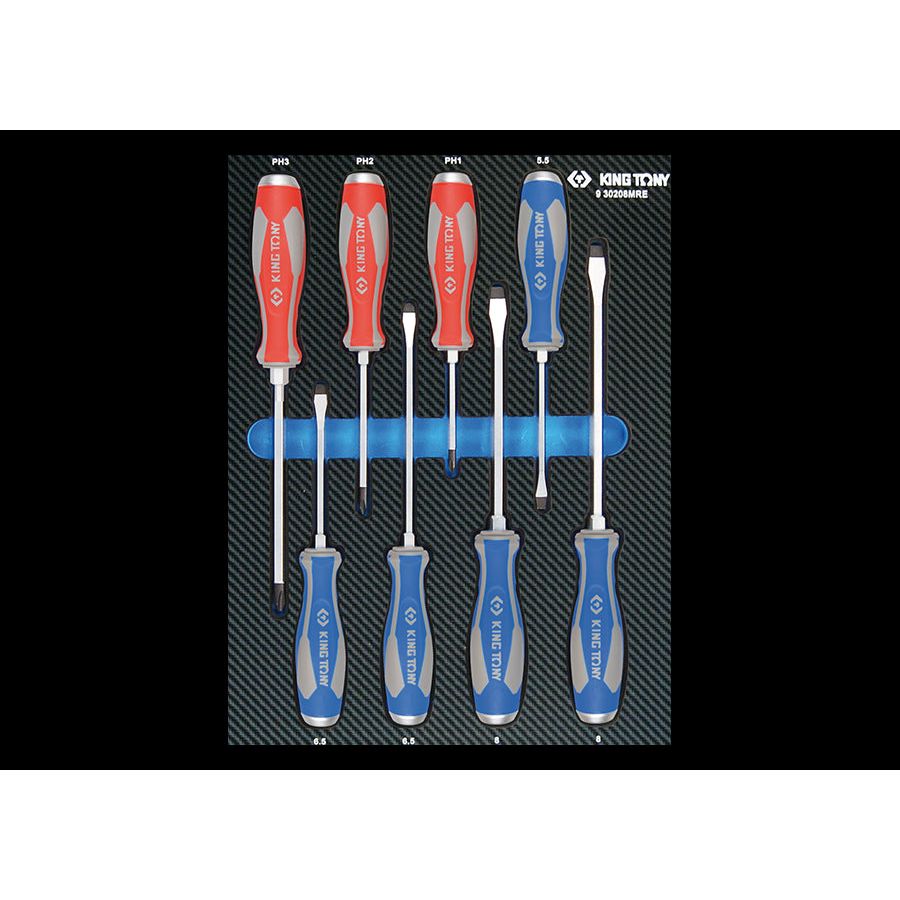 KING TONY Profi-Werkzeuge - Schlitz- und PHILIPS® "Heavy-Duty"-Schraubendreher, EVAWAVE 930208MRE