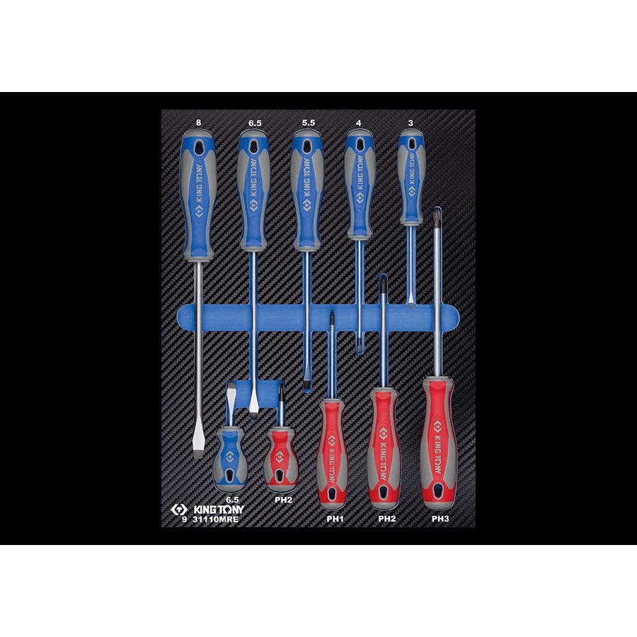 KING TONY Profi-Werkzeuge - Schlitz- und PHILLIPS®-Schraubendreher-Set, EVAWAVE - 10 tlg. 931110MRE