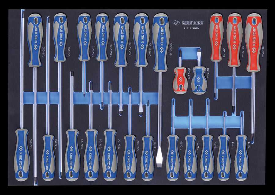 KING TONY Profi-Werkzeuge - Torx®-, Schlitz-und PHILLIPS®-Schraubendreher-Set, EVAWAVE - 24 tlg. 931124MRV