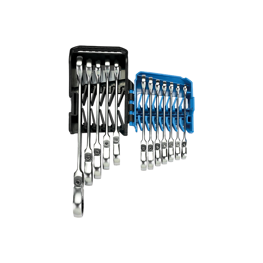 KING TONY Profi-Werkzeuge - Ratschen-Ring-Maulschlüssel, metrisch, im Etui - 12 tlg. 13012MRS01