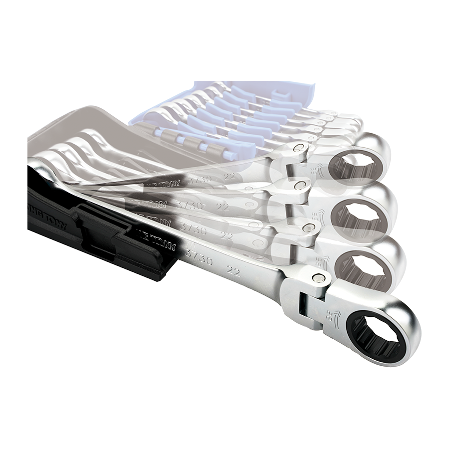 KING TONY Profi-Werkzeuge - Ratschen-Ring-Maulschlüssel, metrisch, im Etui - 12 tlg. 13012MRS01