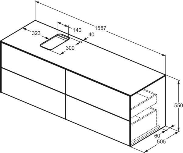 Ideal Standard Conca Waschtischunterschrank 1587 mm, 4 Auszüge, Anthrazit, Push-Open