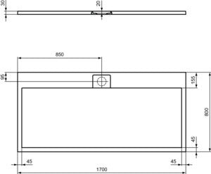 IDEAL STANDARD Ultra Flat S i.life Brausewanne 1700x800x30 mm Carraraweiß – Mineralguss, Anti-Rutsch, matt