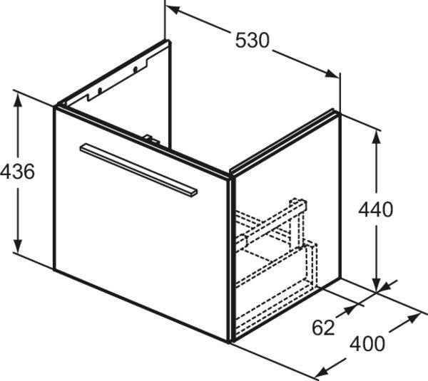 Ideal Standard i.life A Waschtischunterschrank 530 mm Weiß Matt mit 1 Auszug und Softclose