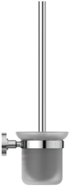 Ideal Standard IOM Bürstengarnitur aus Glas wandhängend in Chrom – mattglasierter Einsatz, verdeckte Befestigung