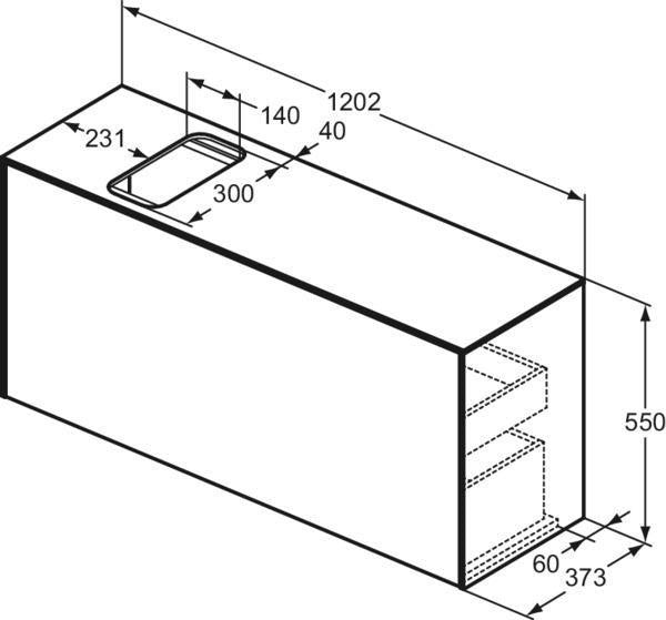 Ideal Standard Conca WT-Unterschrank 1202 mm, 1 Auszug, weiß matt, Push-Open & Softclose