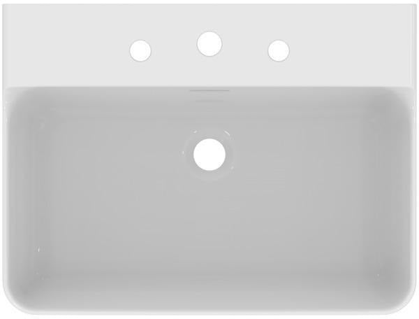 Ideal Standard Conca Aufsatzwaschtisch 600x450x165 mm, 3 Hahnlöcher, mit Überlauf, Weiß
