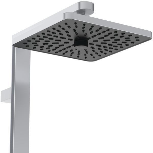 Ideal Standard Duschsystem Ceratherm Alu+ mit Thermostat, Kopf- und Handbrause, Ablage