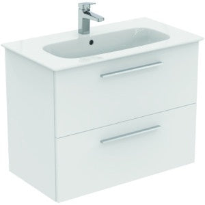 Ideal Standard i.life A Möbelpaket mit Waschtisch 80 cm und Unterschrank, Weiß matt, Chrom Griff