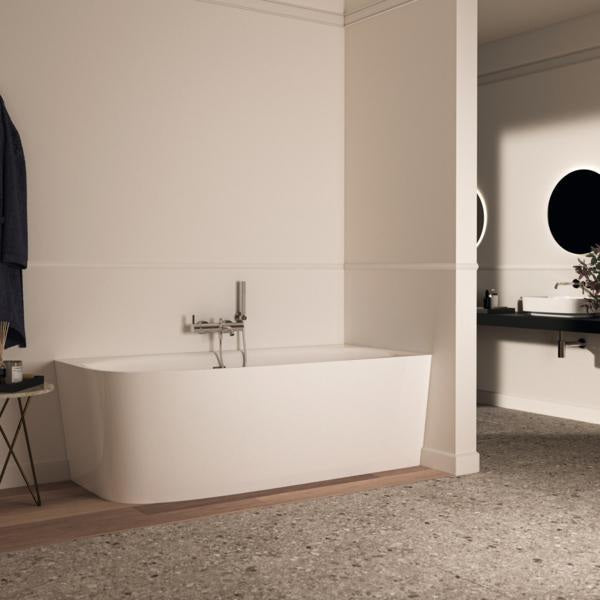 Ideal Standard D-Form-Badewanne Dea 1800x800x610mm weiß für Wandanbindung rechts mit Ablauf