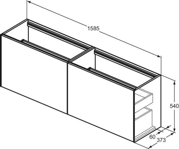 Ideal Standard Conca WT-Unterschrank 1585 mm, 2 Auszüge, wandhängend, Weiß