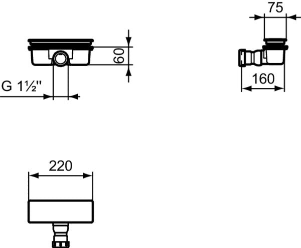 Ideal Standard Ultra Flat New Ablaufgarnitur – Flach, Chrom, ABS-Siphon, 65 mm Breite