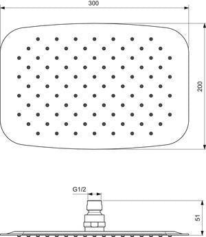 IDEAL STANDARD Idealrain Luxe Kopfbrause 300x200mm Edelstahl poliert rechteckig