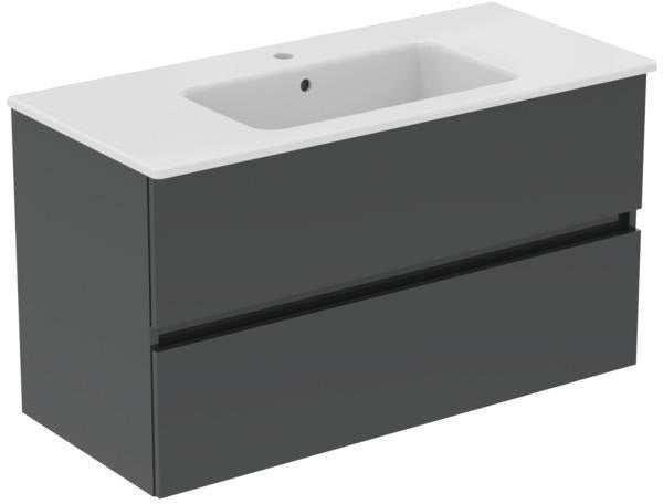 IDEAL STANDARD Möbelpaket Eurovit+ mit Waschtisch 101 cm und Unterschrank 100 cm, 2 Auszüge, Weiß/Hellgrau