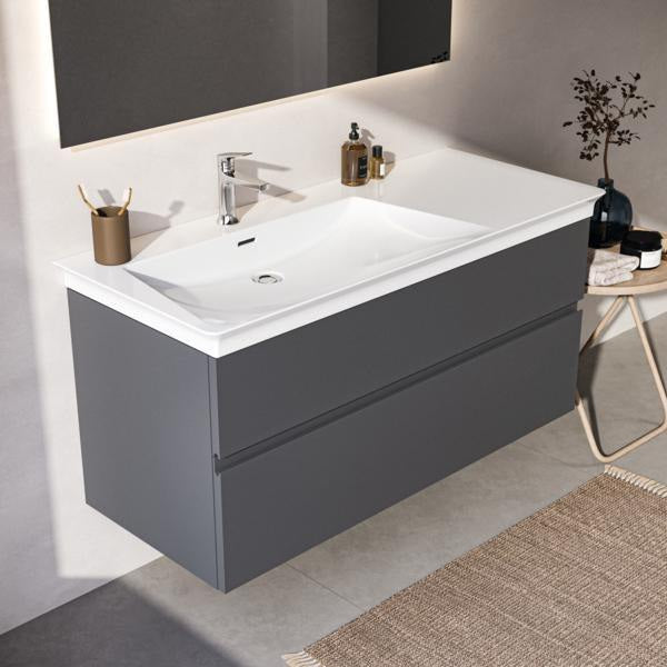 Ideal Standard Möbelwaschtisch La Dolce Vita 1260 mm, 1 Hahnloch, Überlauf, Ablage rechts, Weiß