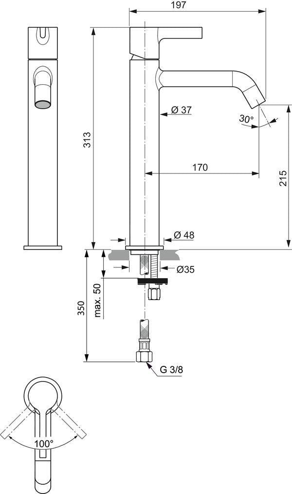 Ideal Standard Conca Waschtisch-Paket Bundle08 mit Unterschrank Weiß, Spiegel und Armatur