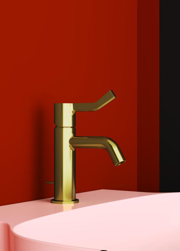 IDEAL STANDARD Joy Waschtischarmatur 110 mm mit Ablaufgarnitur und langem Griff in Brushed Gold