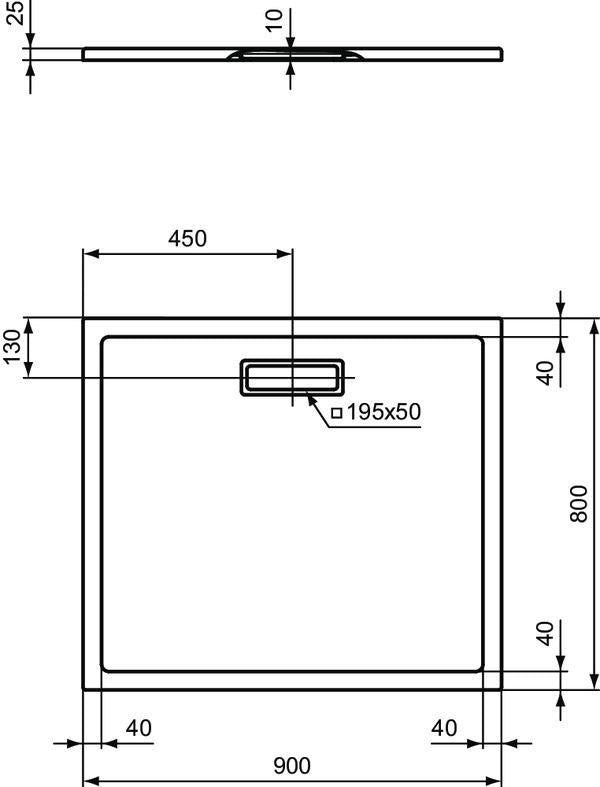 IDEAL STANDARD Rechteck-Brausewanne Ultra Flat New 800x900x25mm Weiß – Bodenebener Einbau