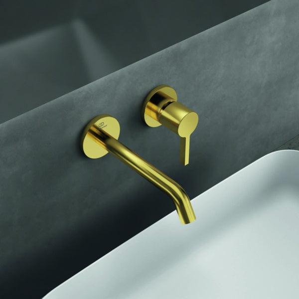 Ideal Standard Joy Wand-Waschtischarmatur in Brushed Gold, 180 mm Auslauf, runde Rosette
