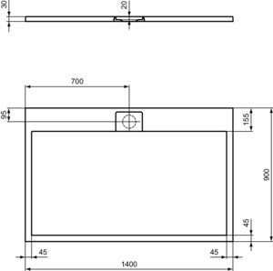 Ideal Standard Ultra Flat S i.life Rechteck-Brausewanne 1400x900x30 mm Carraraweiß, Mineralguss mit Rutschhemmung