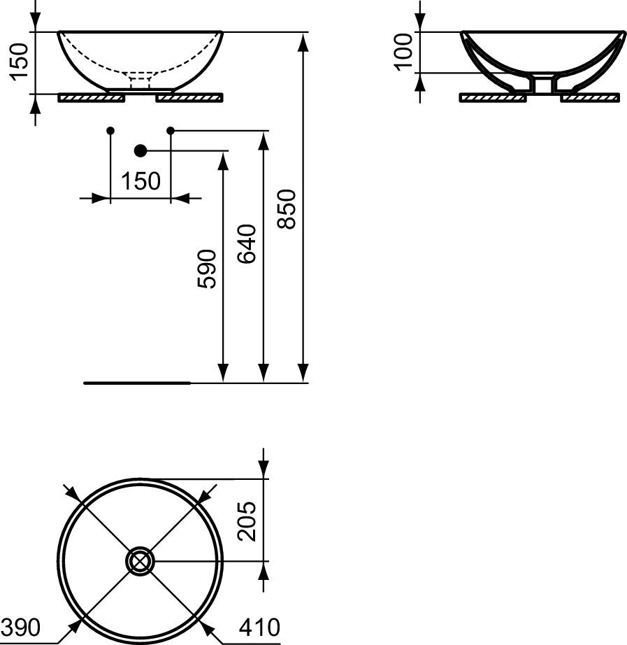 IDEAL STANDARD STRADA O Aufsatzschale rund 425x425x160 mm weiß Sanitärkeramik