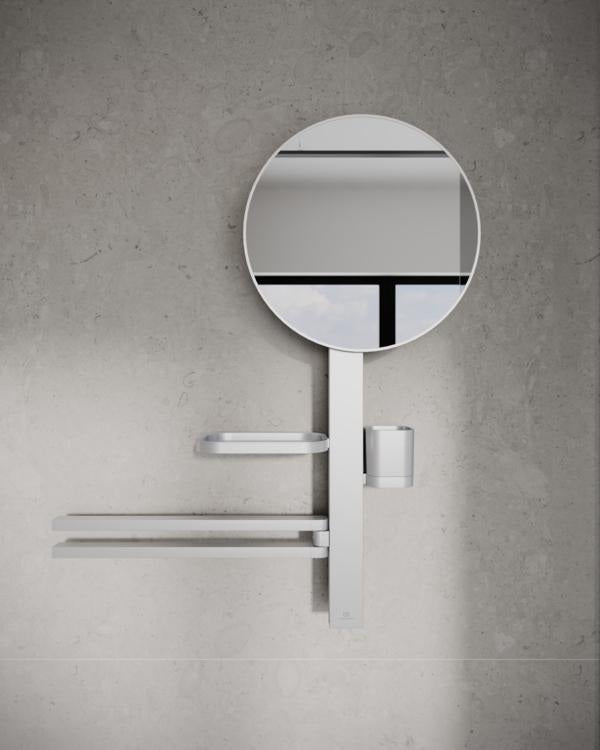 Ideal Standard Alu+ Accessoires-Kombi M700 mit Kosmetikspiegel 328 mm in Rosé – Beauty Bar