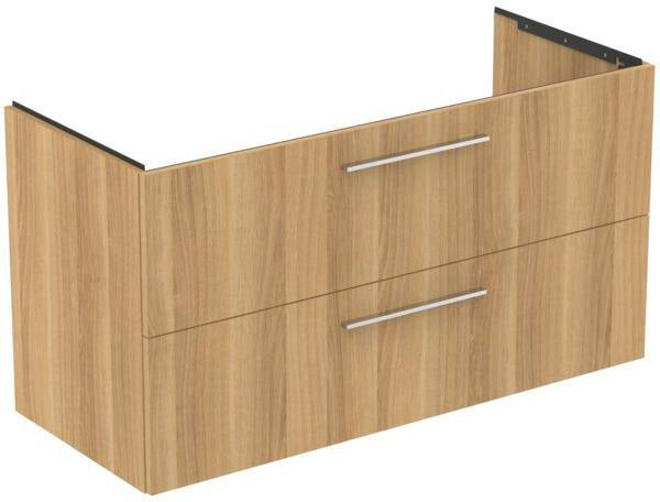 Ideal Standard i.life B Möbelwaschtischunterschrank 1200 mm, 2 Auszüge, Weiß matt, Siphon links