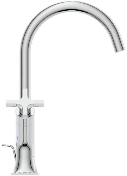 Ideal Standard Joy Neo Waschtischarmatur mit Ablaufgarnitur, Ausladung 169 mm, Kreuzgriffe, Chrom
